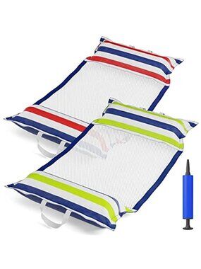 Pool Hammock Float Adult Water Lounge Chair Mesh Floating Raft 2 Pack With Pump